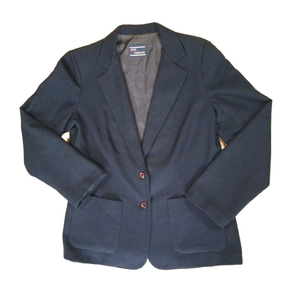 VINTAGE AVON FASHIONS BLAZER JACKET NAVY BLUE WOOL BLEND SIZE 11/12 COAT...